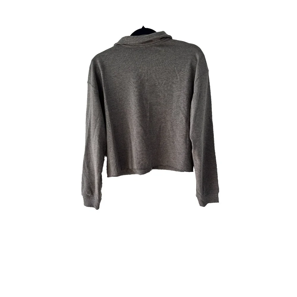 Wild Fable Heather Grey Cropped Polo Sweatshirt‎ Womens Medium NWT 331115874 - Picture 7 of 9